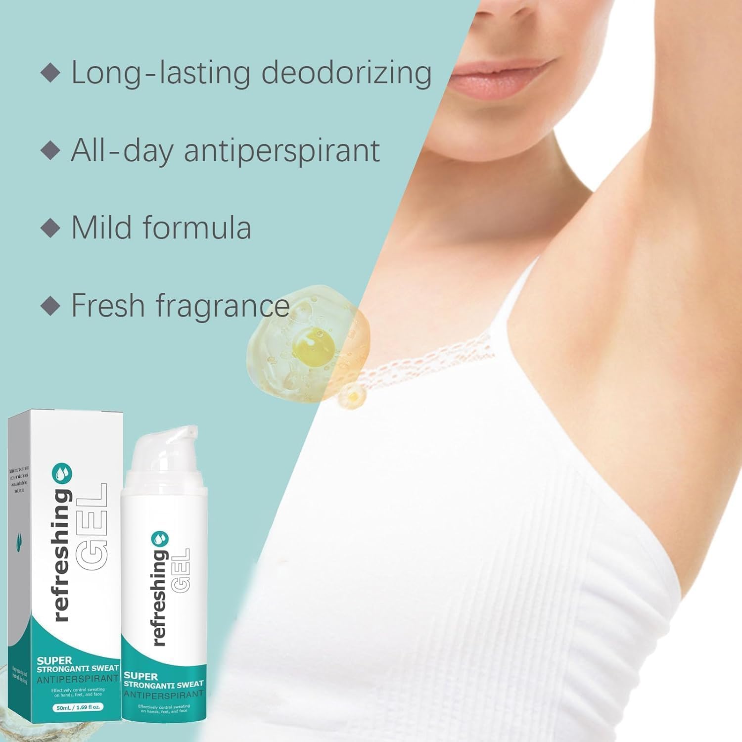 Antiperspirant Gel, Sport Antiperspirant Clear Gel, 50G Anti Sweat Deodorant Gel, Against Heavy Sweating On The Face, Head, Underarm And Body, Antiperspirant Face For Men Women (1)