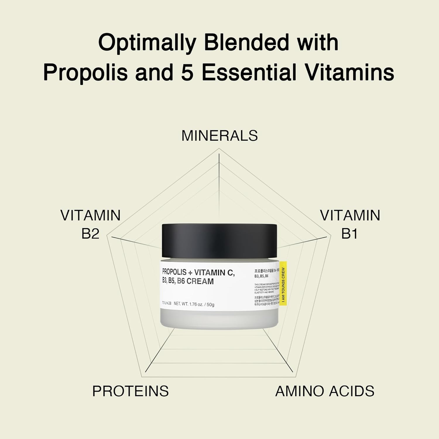Toun28 Propolis Vitamin C & B Complex Cream 1.76 Oz (50G) | Moisturize, Nourish & Strengthen Skin Barrier With Propolis Extract| Korean Skincare For Sensitive Skin : Beauty & Personal Care