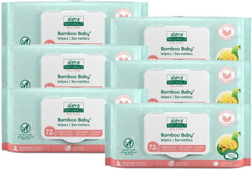 Aleva Naturals Bamboo Baby Sensitive Wipes | Unscented | Extra Strong And Ultra Soft | Natural And Organic Ingredients | Certified Vegan | 6 Packs Of 72Ct - Total Of 432Ct