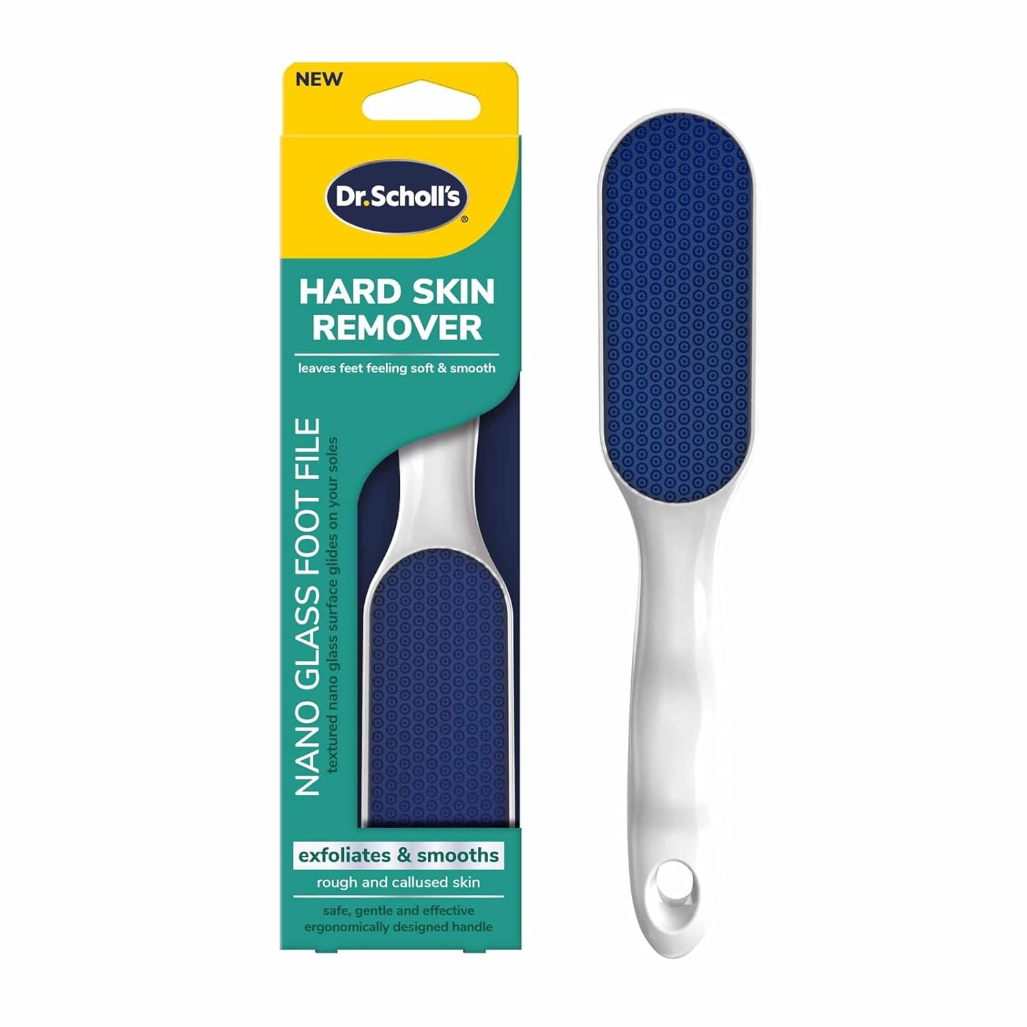 Dr. Scholl'S Hard Skin Remover Nano Glass Foot File - Foot Callus Remover, Durable Foot Scrubber, Dead Skin Remover, Hygienic Pedicure Tool, Long Lasting Foot Buffer, Soft Smooth Feet