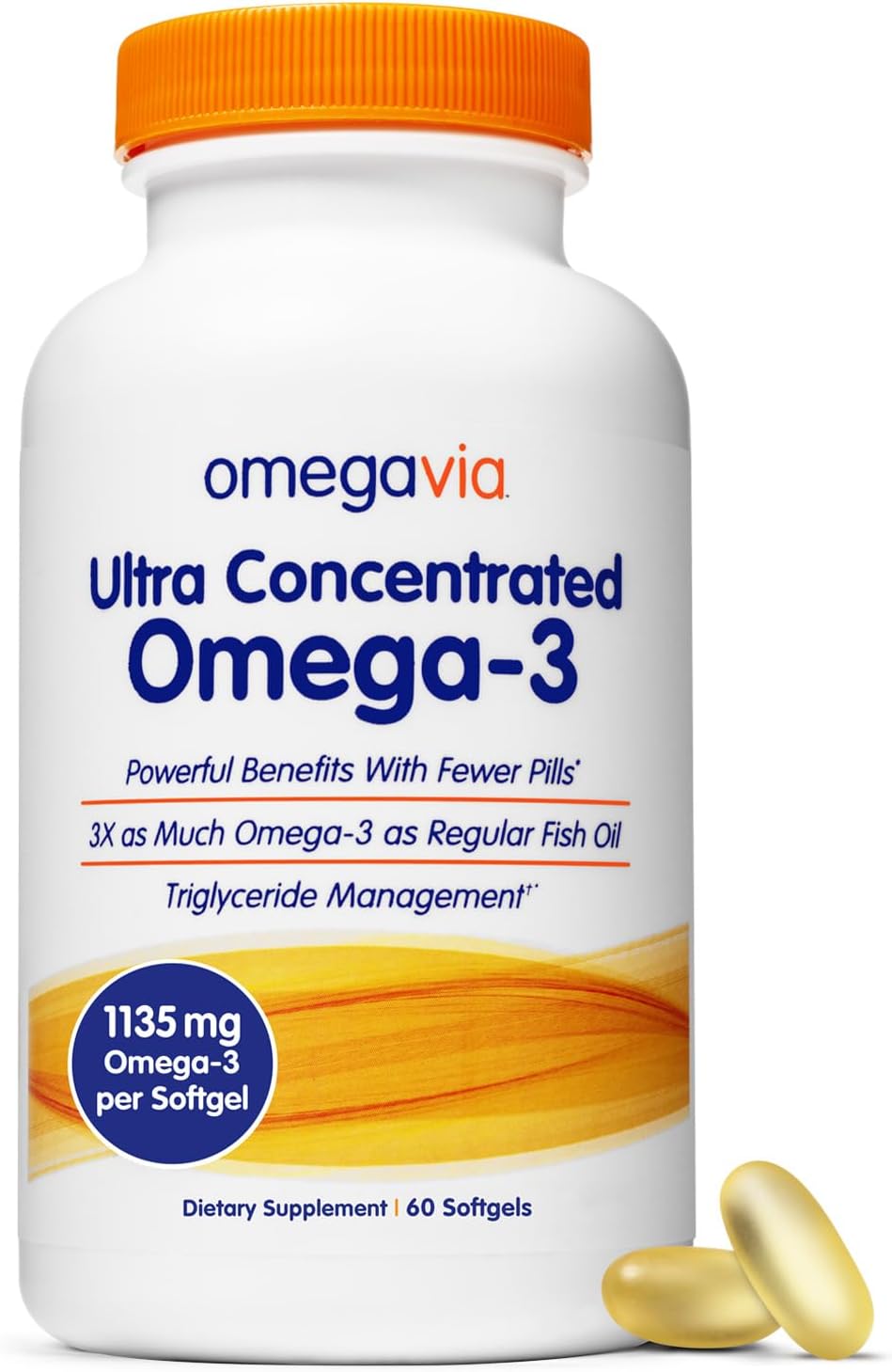 OmegaVia Ultra Concentrated Omega 3 Fish Oil Burpless - 60 Softgels -