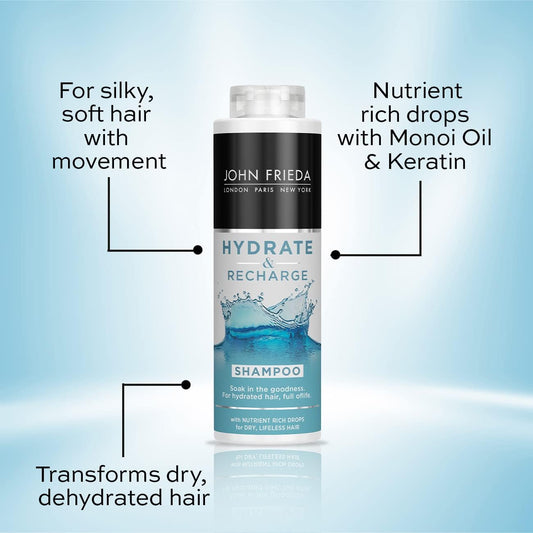 John Frieda Hydrate & Recharge Shampoo And Conditioner Duo Pack 2X 500 Ml, Shampoo And Conditioner Bundle For Dry, Distressed Hair
