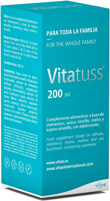 Vitae Vitatuss 200Ml | 100% Natural Ingredients | Syrup For Dry And Productive Cough | Formula With Protective And Soothing Action | Suitable For The Whole Family