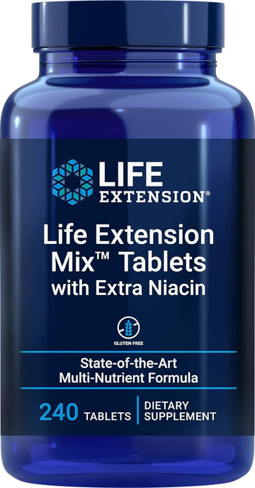 Life Extension Mix? Tablets with Extra Niacin ? Vitamin, Mineral, Fruit & Vegetable Supplement - Complete Daily Veggies Blend For Whole Body Health - Gluten Free - 240 Tablets