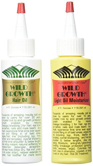 Wild Growth Set (Hair Oil 4 oz + Light Oil Moisturizer 4 oz)