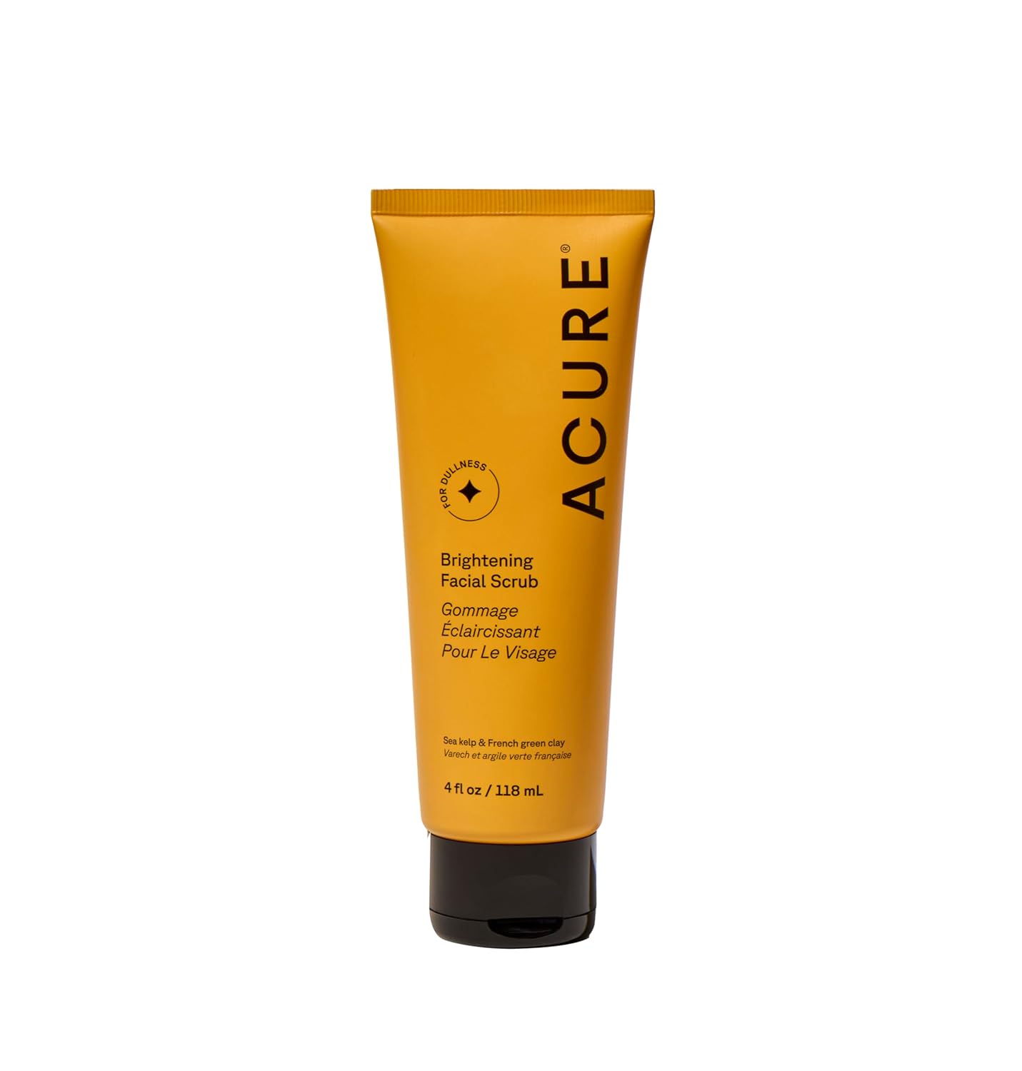Acure Brightening Facial Scrub For A Youthful, Brighter, Radiant Complexion | With Sea Kelp & French Green Clay, 4 Fl Oz