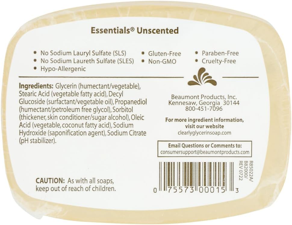 Clearly Natural Clearly Natural Bar Soap, Glycerine 4 Ounce : Hand Washes : Beauty & Personal Care