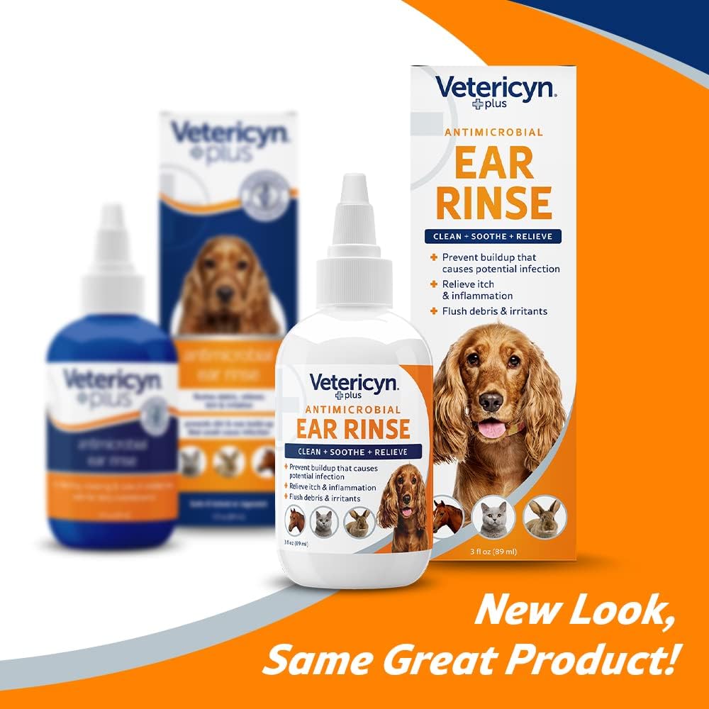 Vetericyn Plus Dog Ear Rinse | Dog Ear Cleaner to Soothe and Relieve Itchy Ears, Safe for Cat Ears, Rabbit Ears, and All Animal's Ear Problems. 3 ounces : Pet Supplies