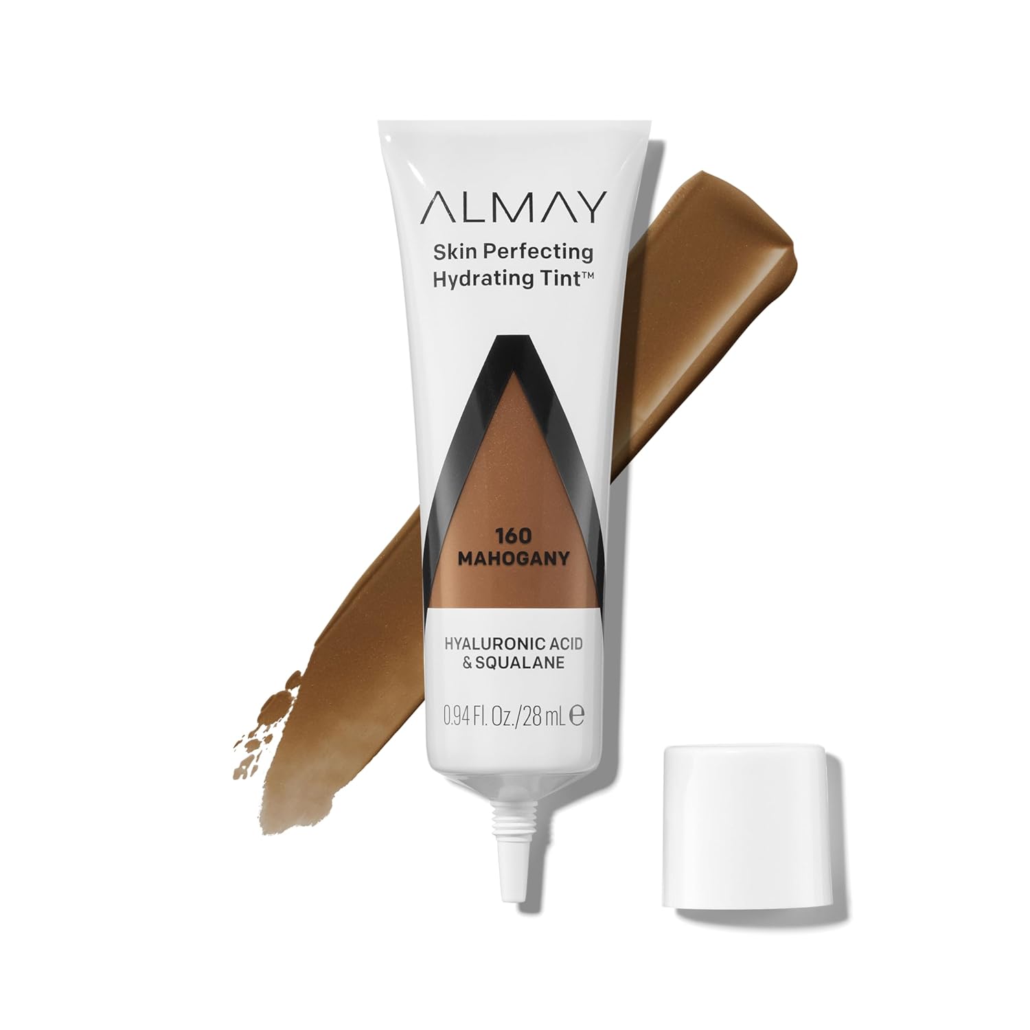 Almay Hydrating Liquid Foundation Tint, Lightweight With Light Coverage, Naturally Dewy Finish, Hypoallergenic, Dermatologist Testedfragrance Free, 160 Mahogany, 0.94 Fl Oz