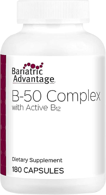 Bariatric Advantage B-50 Complex With Active B12, High Potency Supplement Containing All Essential B Vitamins With Choline, Inositol And Paba - 180 Count