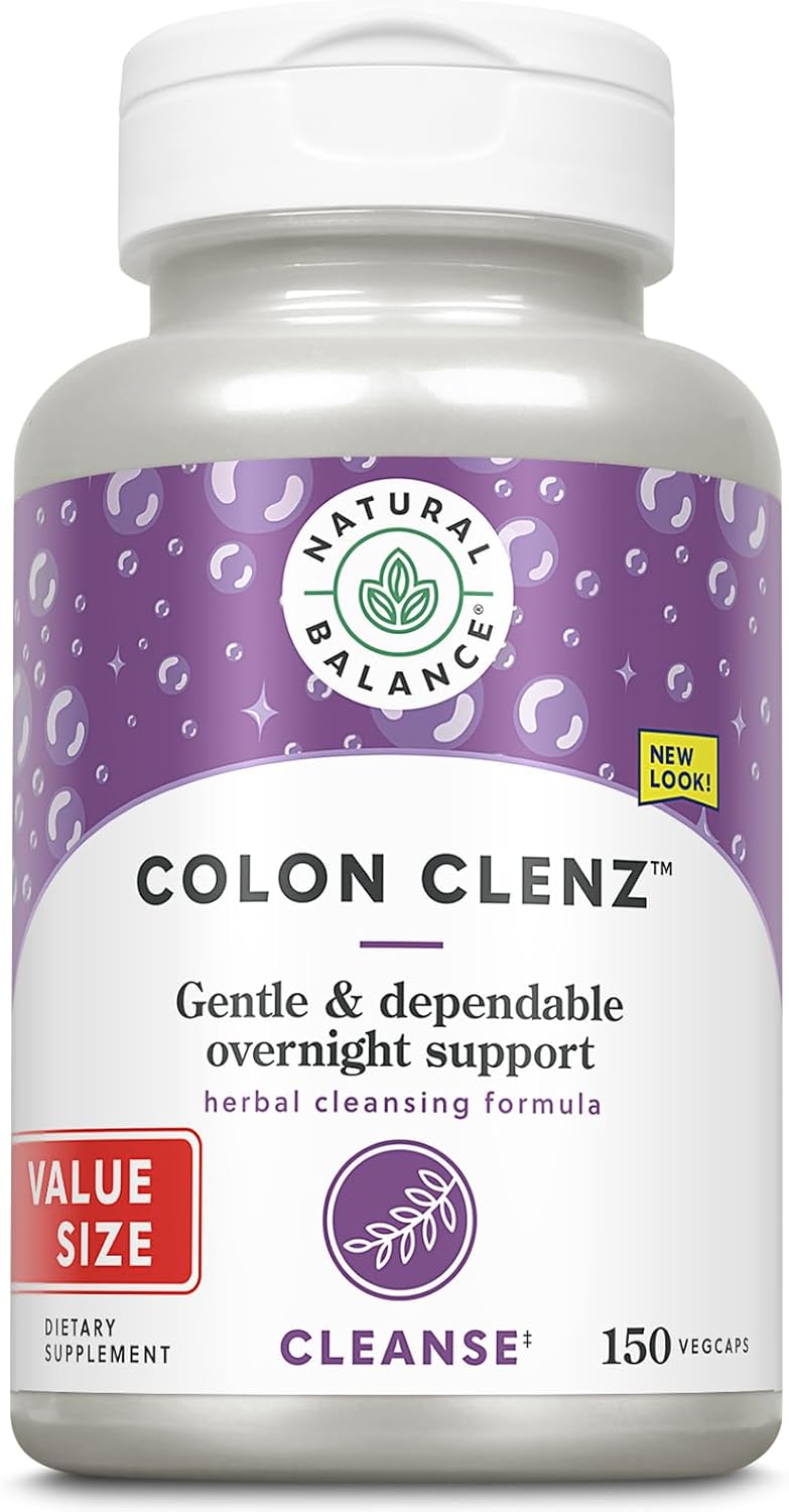 Natural Balance Colon Clenz | Herbal Colon Cleanse & Detox Supplement | Gentle & Dependable Overnight Formula (150 Ct)