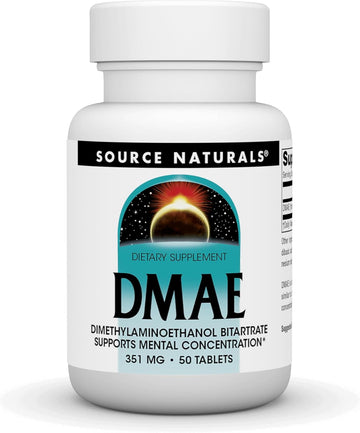 Source Naturals Dmae, Dimethylaminoethanol Bitartrate - Supports Mental Concentration - 50 Tablets