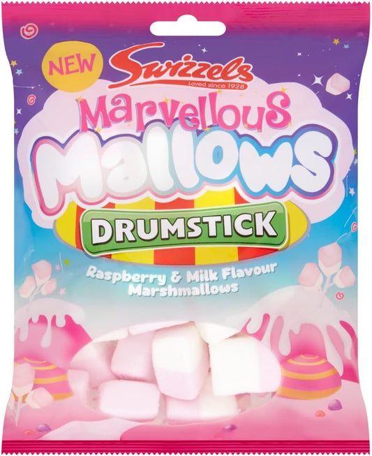 Swizzels Marvellous Mallows Drumstick Raspberry & Milk Flavour Marshmallows 125g : Amazon.co.uk: Grocery