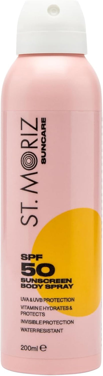 St Moriz Suncare Spf 50 Sunscreen Body Spray | Hydrating Uva & Uvb Spf 50 Invisible Protection Sun Spray Mist For Body With Vitamin E | Water Resistant | Dermatologically Tested | Vegan | 200Ml