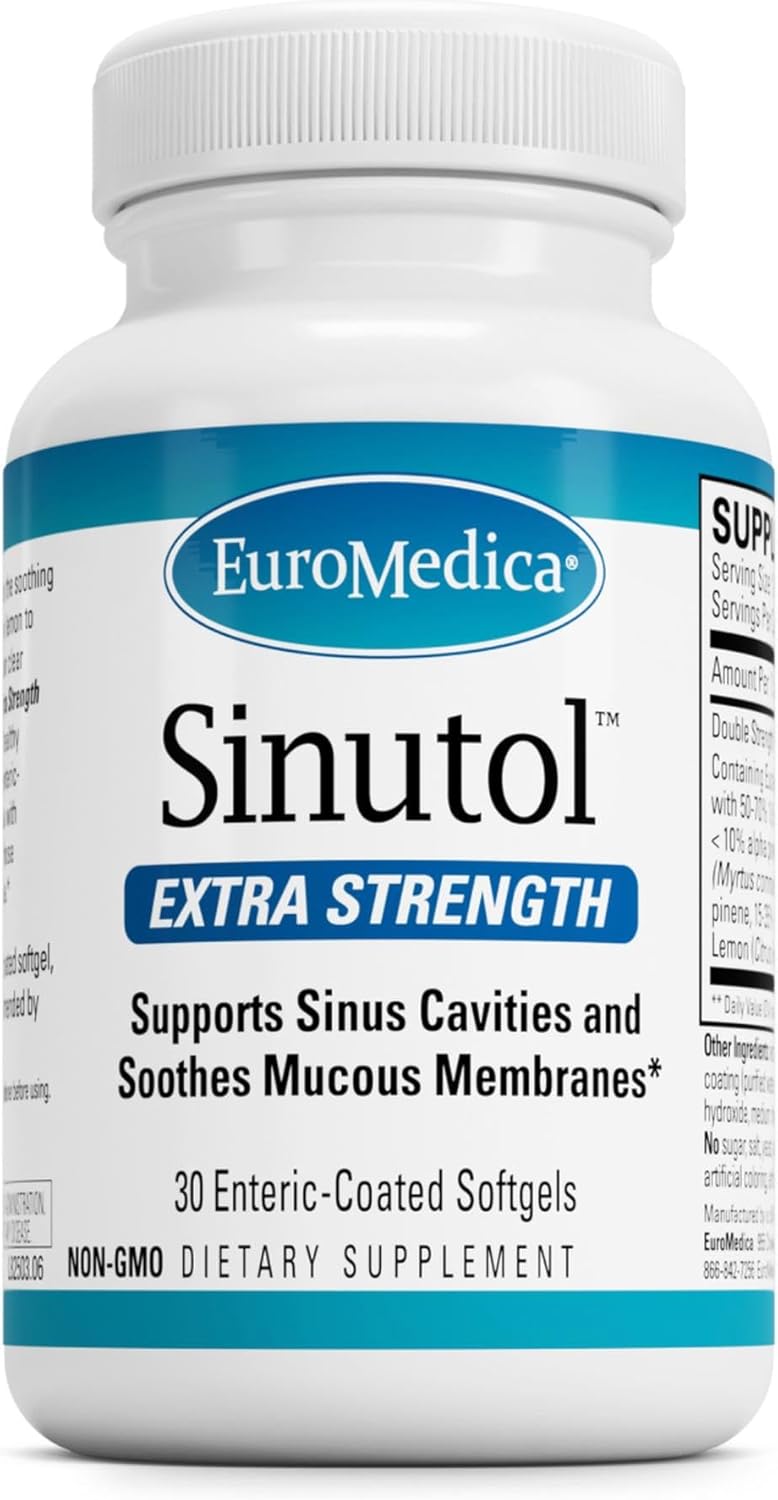 Euromedica Sinutol Extra Strength - Dietary Supplement With Eucalyptus & Myrtle - Immune & Lung Health Support - Supplement Formula To Aid Sinus Health - 30 Enteric-Coated Softgels