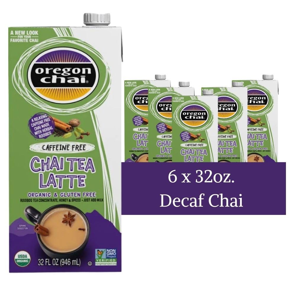 Oregon Chai Caffeine Free Chai Concentrate, 32 Fluid Ounce (Pack Of 6)