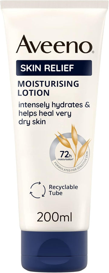Aveeno Skin Relief Moisturising Lotion (1X 200Ml), Moisturiser With Soothing Triple Oat Complex & Shea Butter, 72-Hour Intense Hydration, Helps Relieve Very Dry, Tight And Sensitive Skin