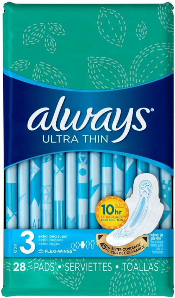 Always Pads Ultra Thin Size 3-28 Count Extra Long Super (3 Pack) : Health & Household