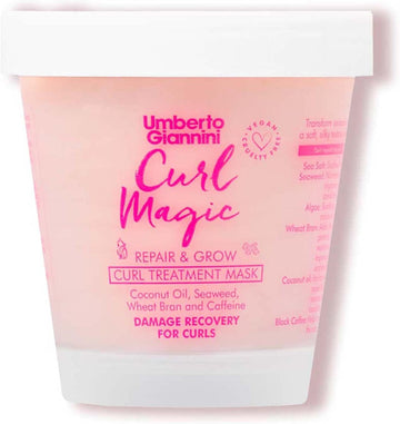 Umberto Giannini Curl Magic Hair Mask, Vegan & Cruelty Free Repair & Growth Curl Treatment Mask With Seaweed, Wheat Bran & Caffeine, 230 Ml