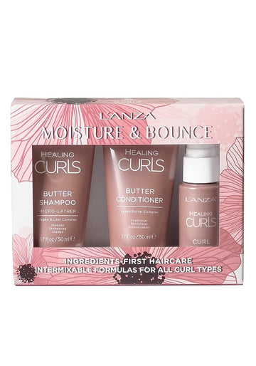 L'Anza Curls On The Go Hair Care Kit - Travel-Sized Curly Hair Shampoo And Conditioner With Curl Amplifying Spray For A Color-Safe Cleanse And Instantly Refreshed Texture (1.7/1.7/1 Fl Oz)