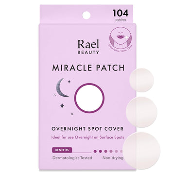 Rael Pimple Patches, Miracle Overnight Spot Cover - Hydrocolloid Acne Patch for Face, Zit & Blemish, Thicker & Extra Adhesion, All Skin Types, Vegan, Cruelty Free, 3 Sizes (104 Count)