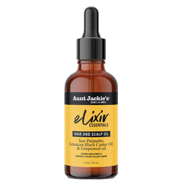 Aunt Jackie'S Elixir Essentials Hair & Scalp Oil, Saw Palmetto, Jamaican Black Castor Oil & Grapeseed Oil, Nourishes, Thickens & Supports Hair Growth, 2 Oz