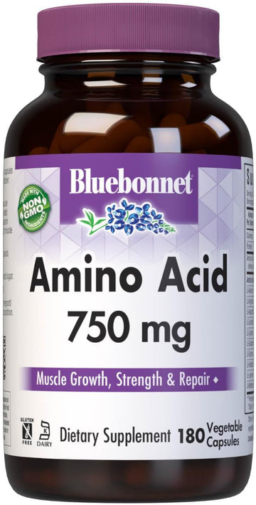 Bluebonnet Amino Acid 750 Mg Vitamin Capsules, White, 180 Count