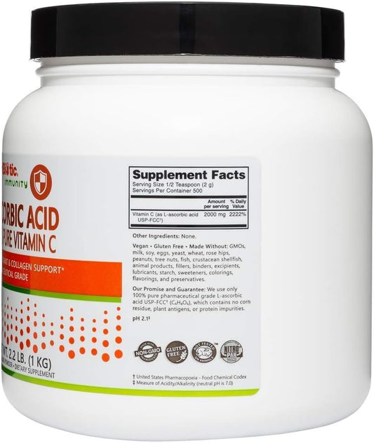 Nutribiotic - Ascorbic Acid Crystalline Powder 100% Pure Vitamin C 2000 mg. - 2.2 lbs
