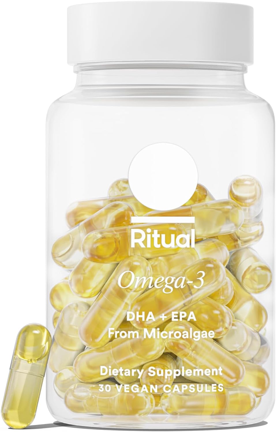 Ritual Omega 3 DHA & EPA - Vegan - Science-Backed Dose of DHA & EPA in 2:1 Ratio, Minimal Burp-Back, Sustainably Sourced Microalgae, 30 Day Serving