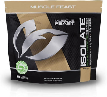 Muscle Feast Grass-Fed Whey Protein Isolate, All Natural Hormone Free Pasture Raised, Mocha, 5Lb (94 Servings)