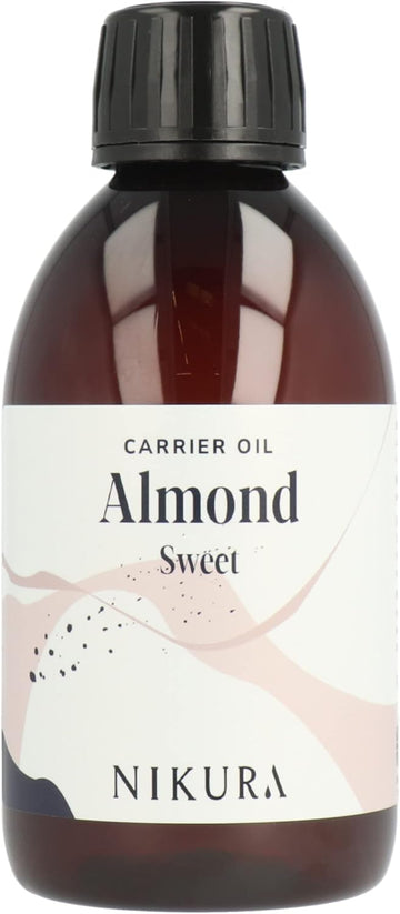 Nikura Sweet Almond Oil - 250ml | for Skin, Hair Growth, Face, Therapy, Body Oil, Scalp & Nails | for Essential Oils | Natural, Vegan & UK | BPA Free