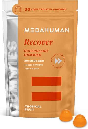 Medahuman® Recover | 750Mg Cbd Gummies For Stress & Anxiety Relief (30 Servings) | High Strength & No Thc Gummy With Vitamin A, D3, And Zinc To Help Bolster Your Immune System | Orange Flavour