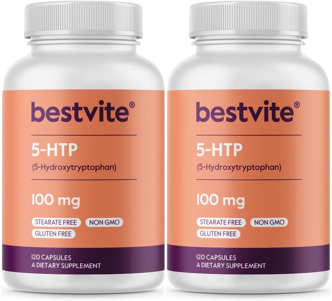 Bestvite 5-Htp 100Mg (240 Capsules) (120 X 2) - No Stearates Or Flow Agents - Gluten Free - Non Gmo