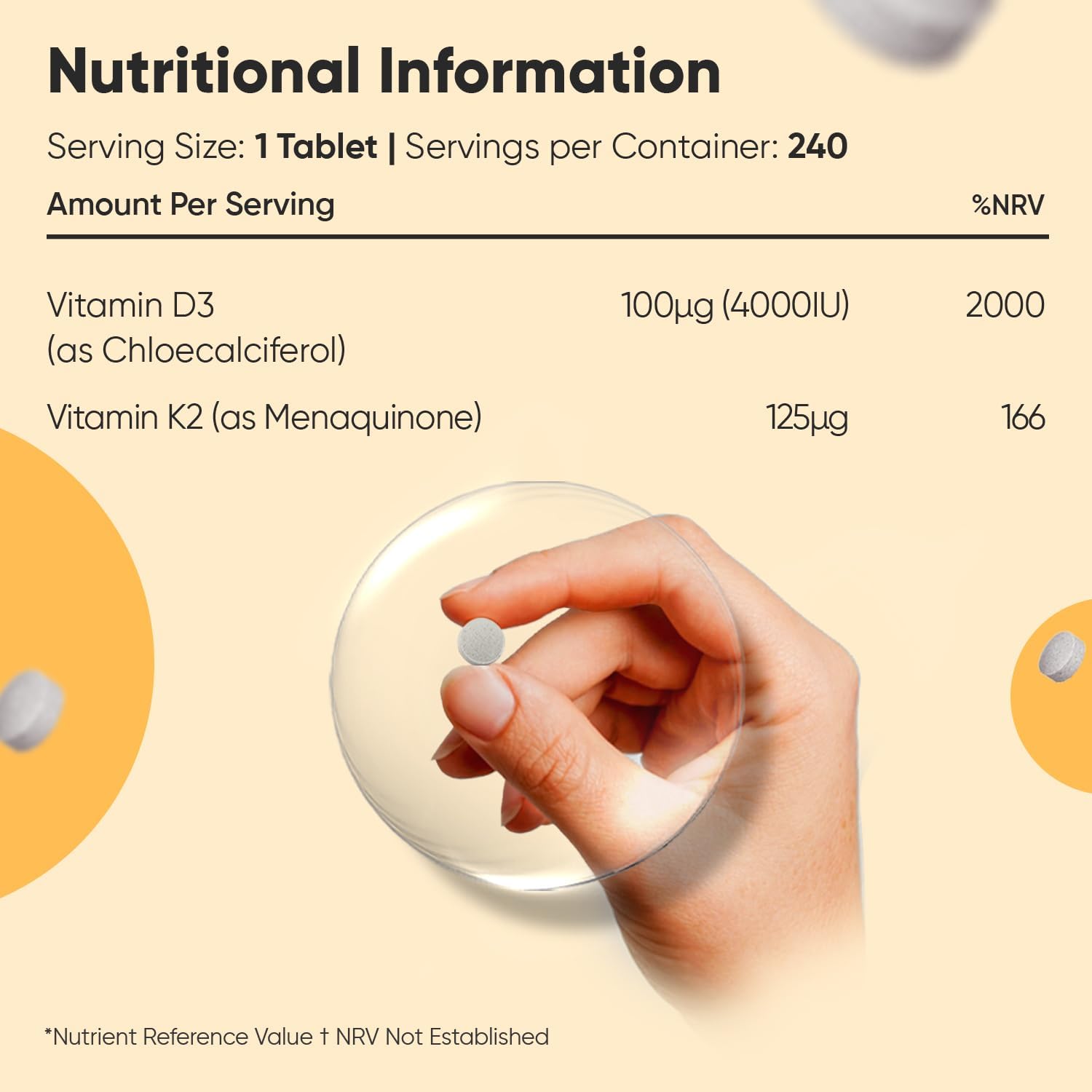 Vitamin D3 4000IU & K2 125µg (MK7) | 240 Easy to Swallow Vitamin D Tablets as Cholecalciferol | 8 Months Supply | VIT D3 K2 Supplements | 1 a Day VIT D : Amazon.co.uk: Health & Personal Care