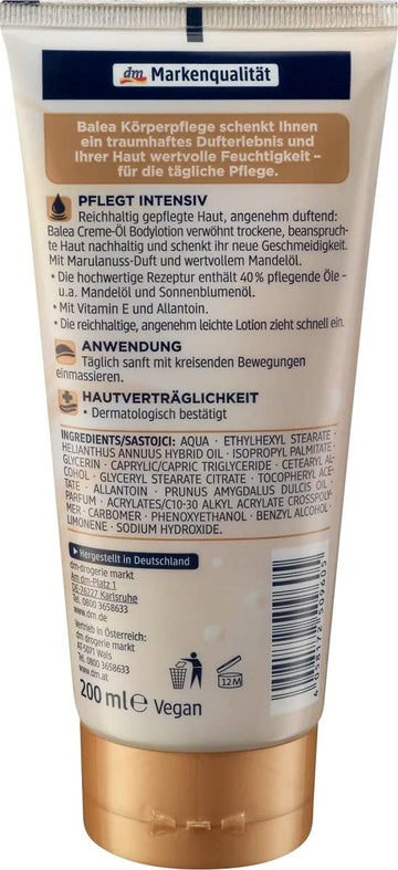 Balea Cream Oil Body Lotion Almond Oil, 200 Ml