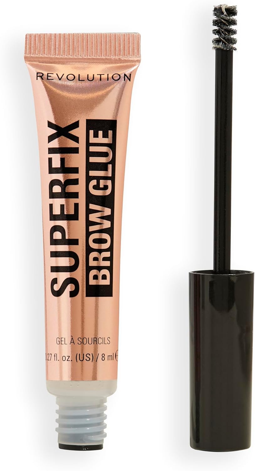 Revolution Superfix Brow Glue, Sets & Holds Eyebrows, Nourishing Formula With Vtamin E & Castor Oil, Vegan & Cruelty-Free, 8Ml