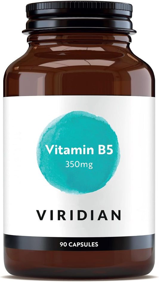 Viridian - Vitamin B5 350Mg - 90 Caps | Energy & Mental Performance | Reduces Tiredness & Fatigue | Hormonal & Nervous System Function | 100% Active Ingredients | Expertly Formulated