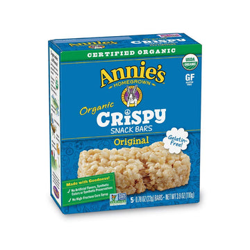 Annie'S Organic Original Crispy Snack Bars, Gluten Free, 3.9 Oz, Kids Snacks, Back To School Snacks, 5 Ct