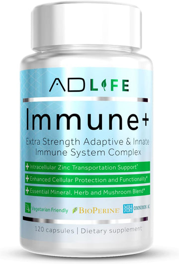 Project Ad Immune+ - Immune Support With A 10 In 1 Immunity Vitamin That Boosts Your Immunity System, Includes Vitamin C, Zinc, B12, Vitamin D3, Vitamin E & Elderberry Extract - 120 Diet Pills