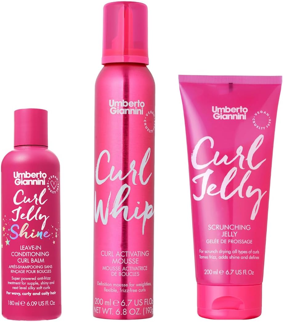 Umberto Giannini Curl Routine Kit For Type 3 Curls (3 Products) Styling Kit For Defined, Hydrated, Frizz-Free Curls