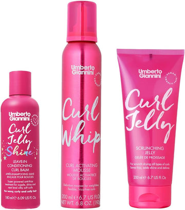 Umberto Giannini Curl Routine Kit For Type 3 Curls (3 Products) Styling Kit For Defined, Hydrated, Frizz-Free Curls