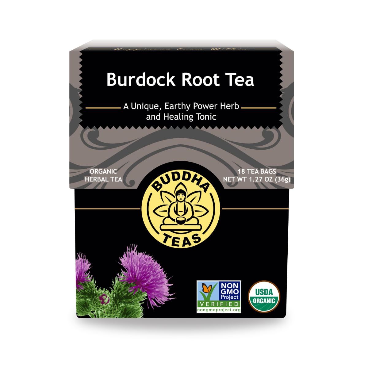 Buddha Teas - Burdock Root - Organic Herbal Tea - For Health & Wellbeing - With Antioxidants, Minerals & Vitamin C - Caffeine Free - Ou Kosher & Non-Gmo - 18 Tea Bags (Pack Of 1)