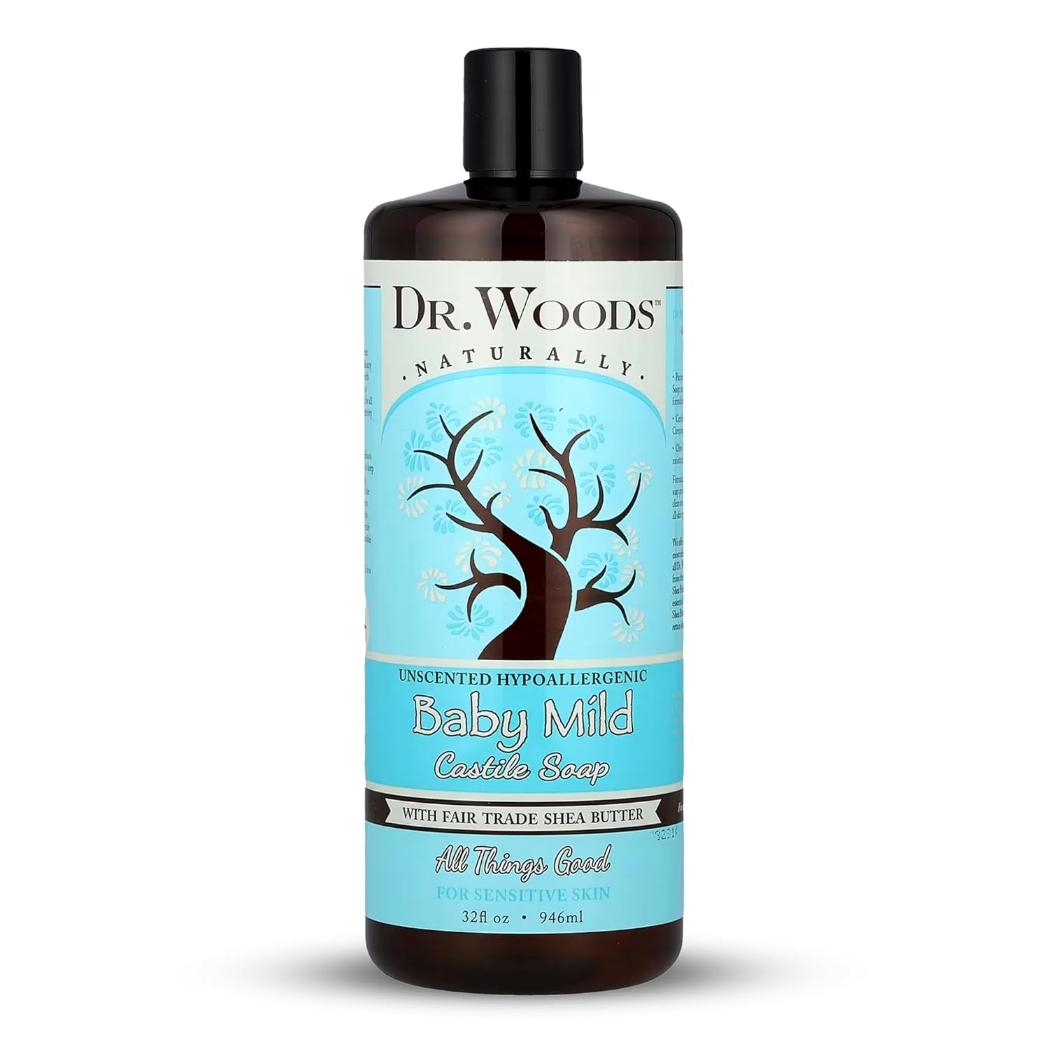 Dr. Woods Baby Mild Unscented Liquid Castile Soap With Organic Shea Butter, 32 Ounce