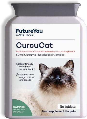 Curcucat Turmeric Cat Supplements – 56 Capsules – Cat Joint Care With Curcuma Complex & Turmeric – Joint Supplements For Cats By Futureyou Cambridge