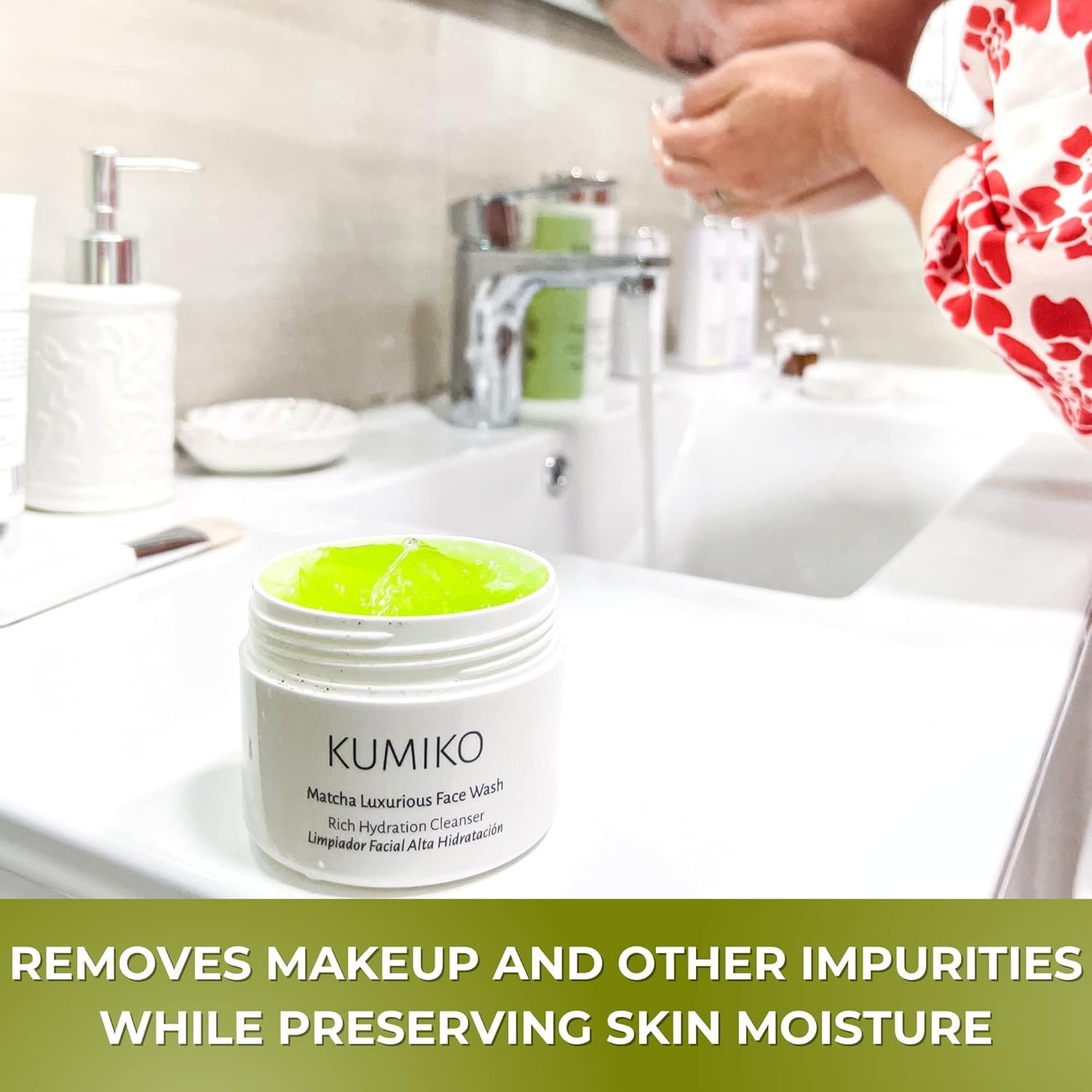 Kumiko Matcha Hydrating Cleanser: A Gentle Daily Facial Cleansing Solution - Cleanses Skin, Removes Impurities, And Maintains Moisture - A Purifying And Mild Beauty Care Solution - 3.38 Oz