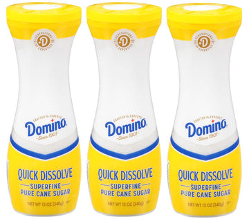 Domino Quick Dissolve Pure Cane Superfine Sugar, 12 Oz Flip Top Canister (Pack Of 3)