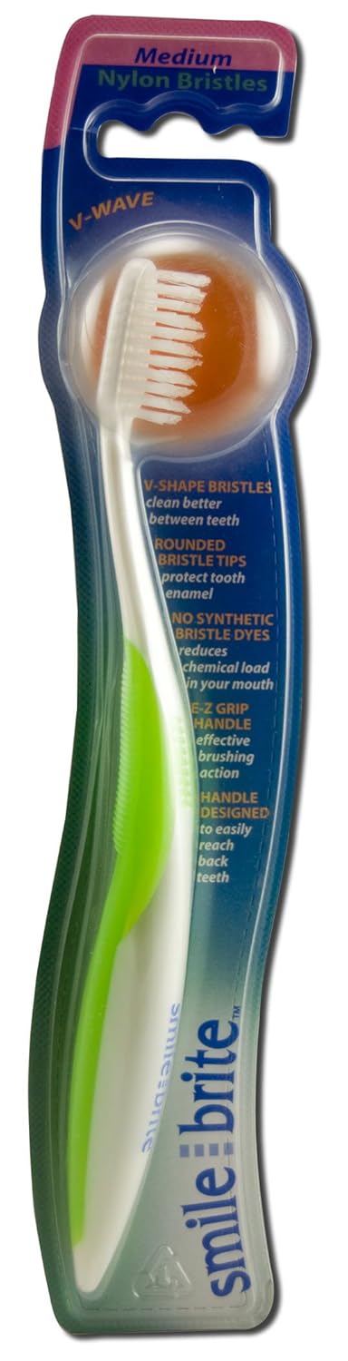 Smile Brite Smiley Nylon F/H-V/Wave Med, 1 Ea : Health & Household