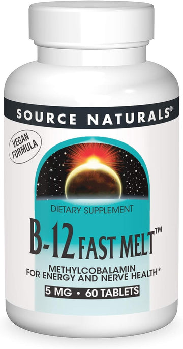 Source Naturals Vitamin B-12, 5 mg Supports Energy Production - 60 Fast Melt Vegan Formula