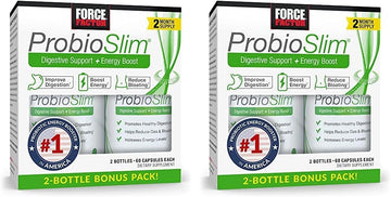 Force Factor Probioslim Probiotic Supplement For Women And Men With Probiotics And Green Tea Extract, Reduce Gas, Bloating, Constipation, Support Digestive And Gut Health, 120 Capsules (Twin Pack)