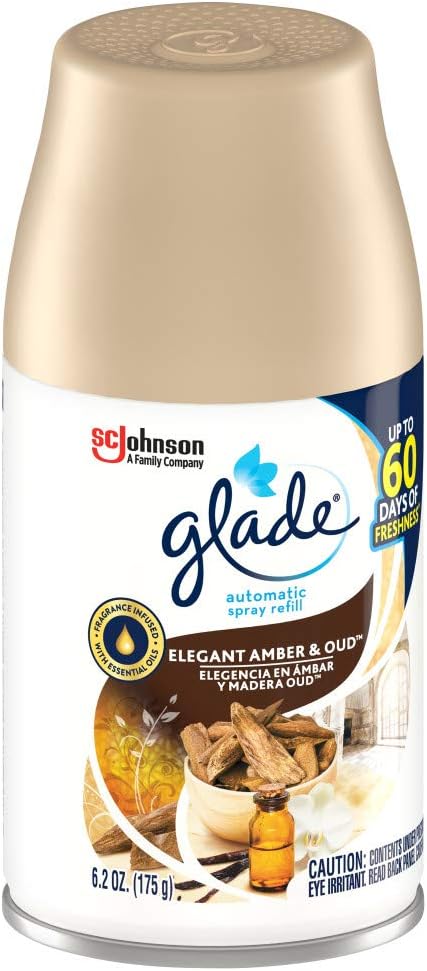 Glade Automatic Spray Refill Elegant Amber & Oud 6.2 Oz, Pack of 6 : Health & Household